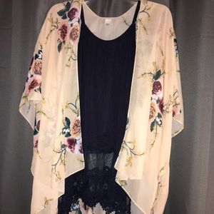 Peach floral kimono